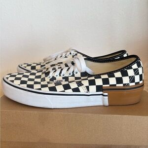 Vans Women's Checkered Sneakers - Black, White, and Tan